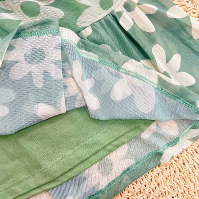Vestido Manga Longa em Tule Floral  - Verde